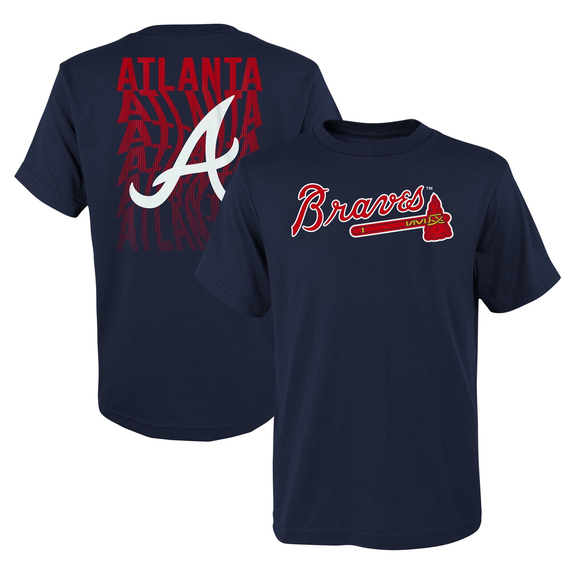 Youth Fanatics Navy Atlanta Braves Curveball TShirt
