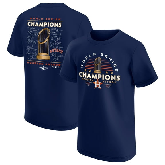 Youth Fanatics Navy Houston Astros 2022 World Series Champions Signature Roster T-Shirt
