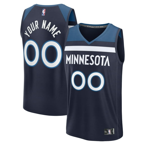 Youth Fanatics  Navy Minnesota Timberwolves Fast Break Custom Jersey - Icon Edition