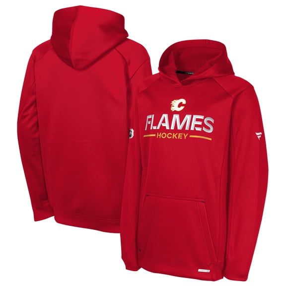 Youth Fanatics Red Calgary Flames Authentic Pro Rink Raglan Hoodie