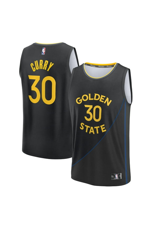 Youth Fanatics Stephen Curry Black Golden State Warriors Fast Break Replica Player Jersey - Statement Edition