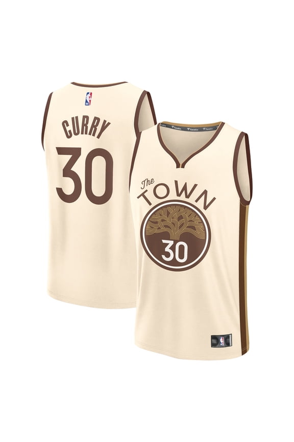 Youth Fanatics Stephen Curry Tan Golden State Warriors 2025/26 City Edition Fast Break Jersey