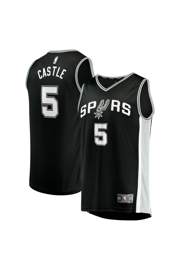 Youth Fanatics Stephon Castle Black San Antonio Spurs 2024 NBA Draft Fast Break Player Jersey - Icon Edition