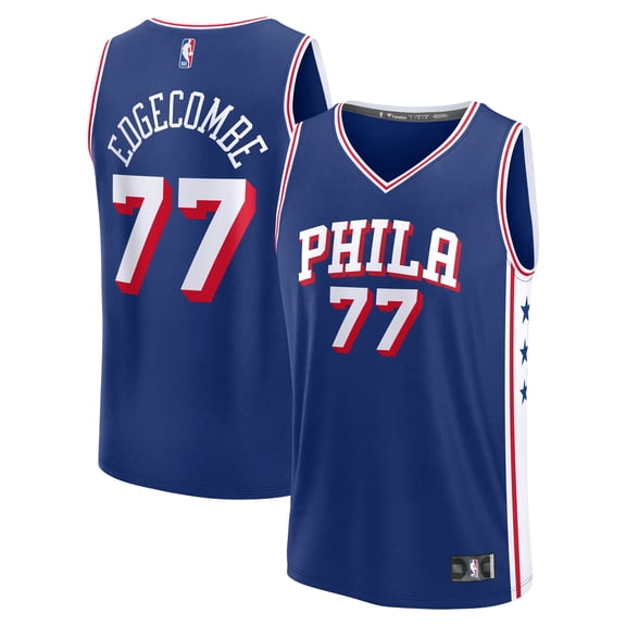 Men's Fanatics V. J. Edgecombe Royal Philadelphia 76ers 2025 NBA Draft First Round Pick Fast Break Replica Jersey - Icon
