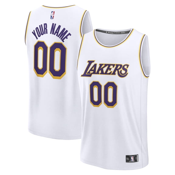 Youth Fanatics White Los Angeles Lakers Fast Break Custom Replica Jersey - Association Edition