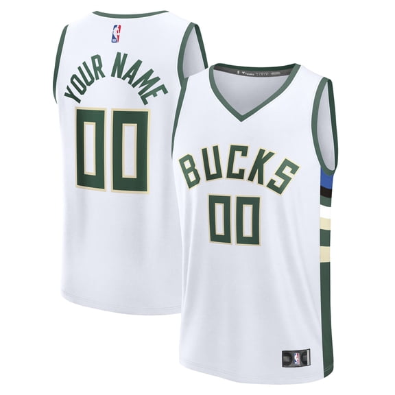 Youth Fanatics White Milwaukee Bucks Fast Break Custom Replica Jersey - Association Edition