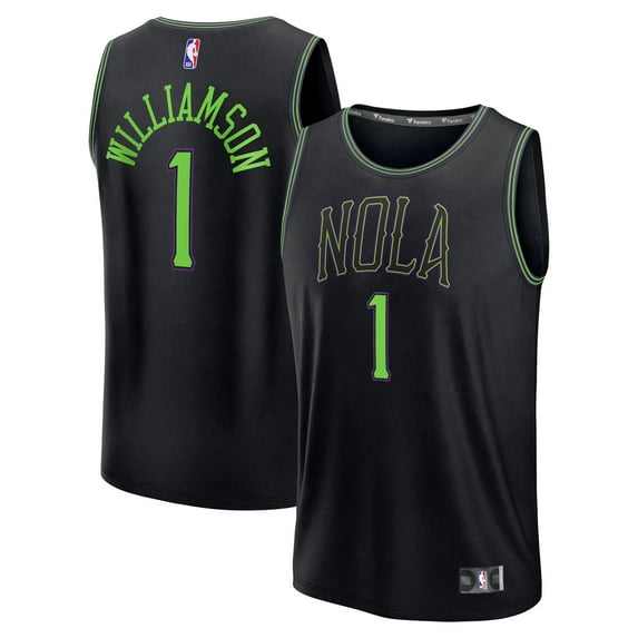 Youth Fanatics Zion Williamson Black New Orleans Pelicans Fast Break Jersey - City Edition