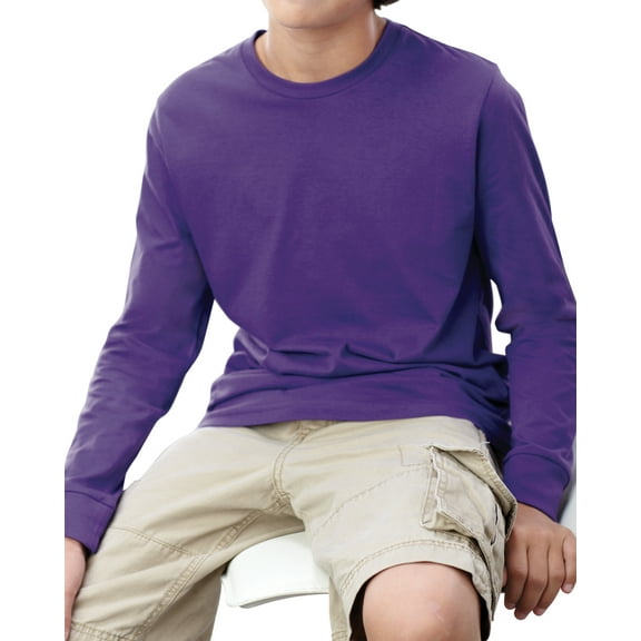 Youth Fine Jersey Long-Sleeve T-Shirt PURPLE L
