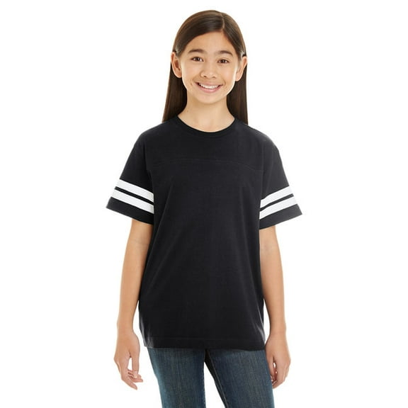 Youth Football Fine Jersey T-Shirt BLACK/ WHITE S