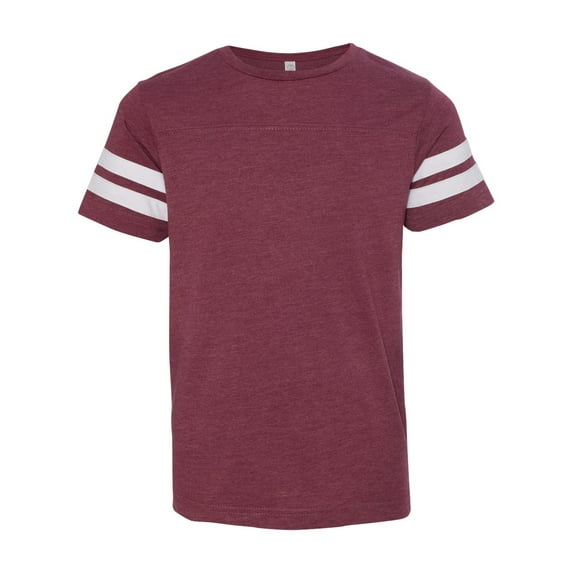 Youth Football Fine Jersey Tee Color Vintage Burgundy/ White Medium Size