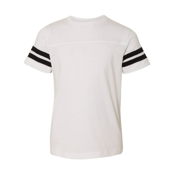 Youth Football Fine Jersey Tee Color White Solid/ Black Medium Size