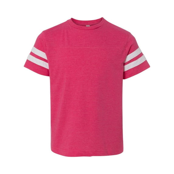 Youth Football Fine Jersey Tee, XS, Vintage Hot Pink/ White