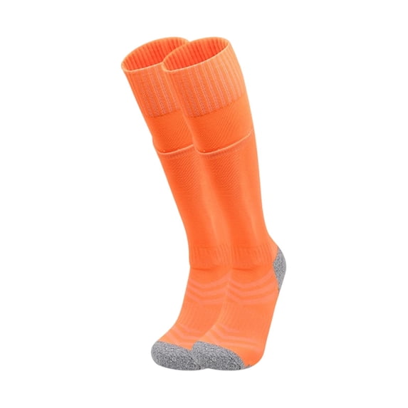 Youth Football Knee High Socks With Padded Guard Pocket For Kids 4 To 12 Years Old Solid Athletic Soccer Socks Orange S