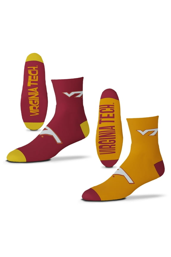 Youth For Bare Feet Virginia Tech Hokies Two-Pack Quarter-Length Team Socks