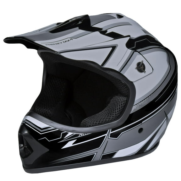 Youth Frenzy MX ATV off-road Helmet DOT Approved Black/Grey, Youth Medium