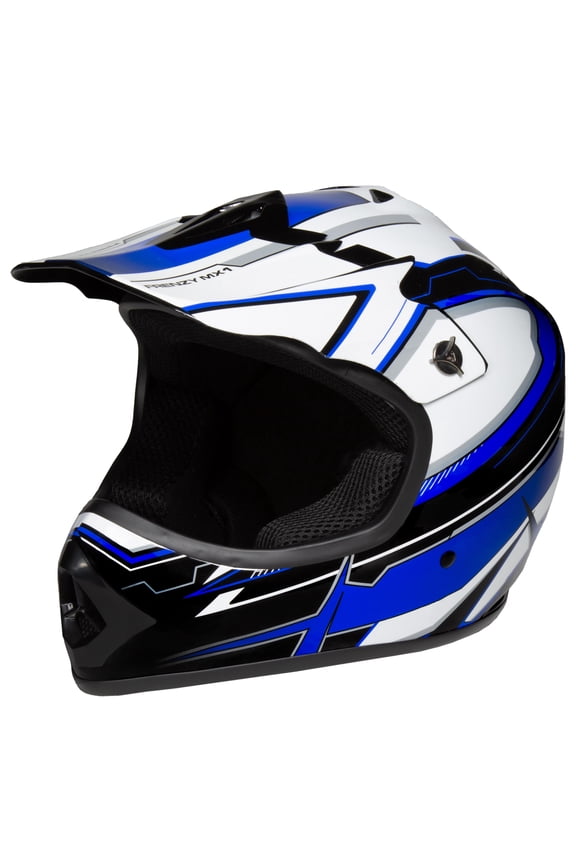 Youth Frenzy MX ATV off-road Youth Helmet DOT Approved Blue, Large