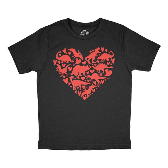 Youth Funny T Shirts Dino Heart Sarcastic Valentines Day Dinosaur Tee For Kids