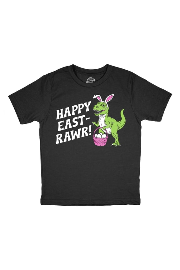 Youth Funny T Shirts Happy East Rawr Sarcastic Dino Easter Tee For Kids