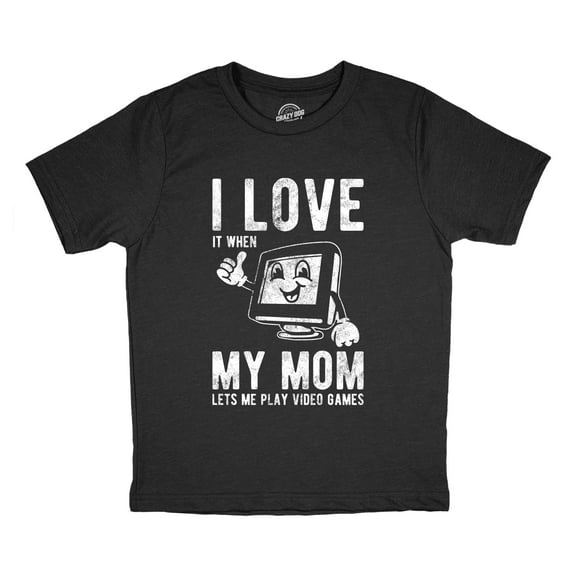 Youth Funny T Shirts I Love It When My Mom Lets Me Play Video Games Sarcastic Tee for Kids