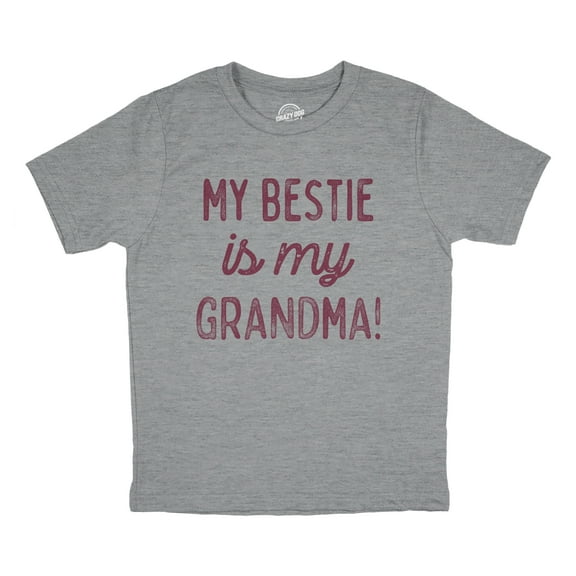 Youth Funny T Shirts My Bestie Is My Grandma Sarcastic Graphic Novelty Tee For Young Kids