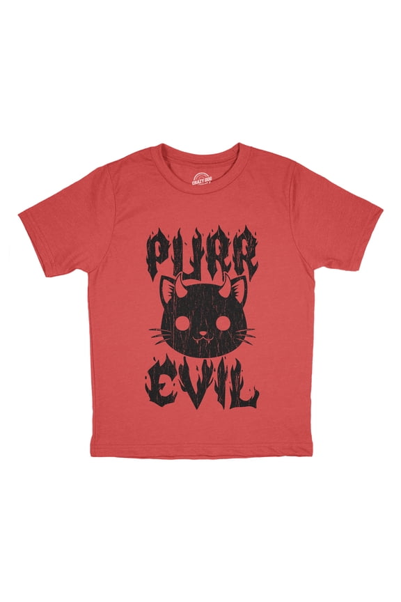 Youth Funny T Shirts Purr Evil Sarcastic Kitten Graphic Novelty Tee For Kids