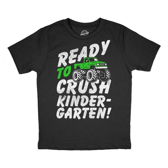 Youth Funny T Shirts Ready To Crush Kindergarten Sarcastic Monster Truck Graphic Novelty Tee For Kids