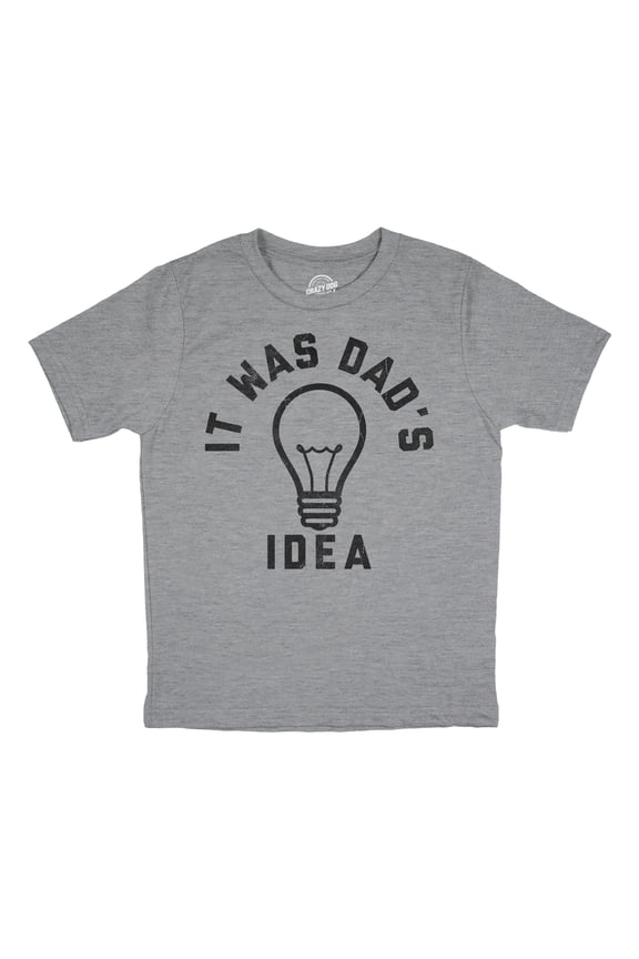 Youth Funny T Shirts Sarcastic It Was Dads Idea Graphic Novelty Tee for Kids