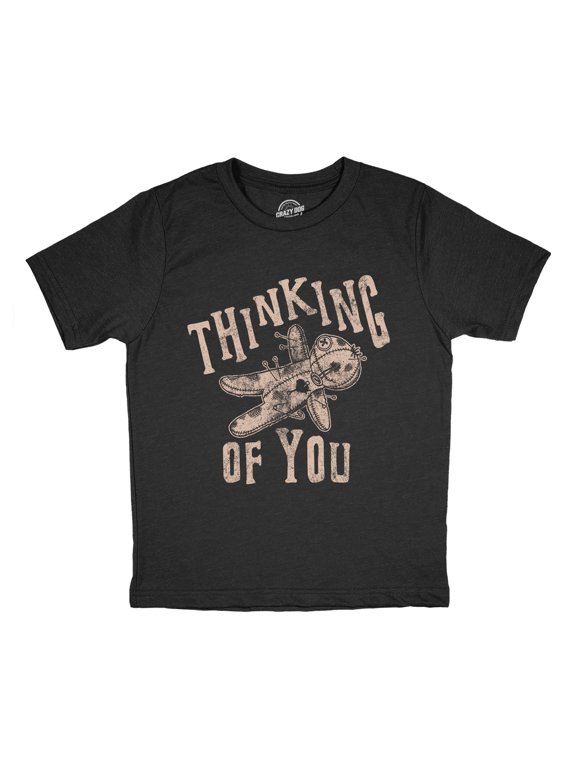 Youth Funny T Shirts Thinking Of You Sarcastic Voodoo Doll Graphic Novelty Tee For Kids
