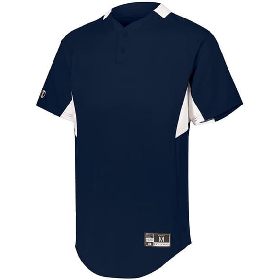 Youth Game 7 Two-Button Baseball Jersey, White & Graphite - Large