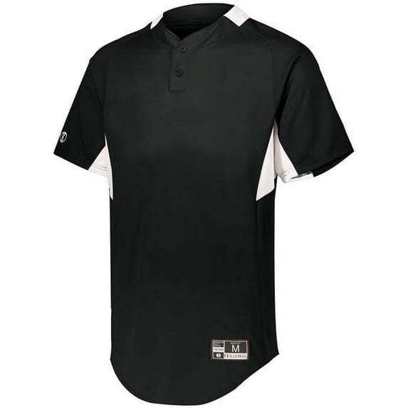Youth Game7 Two-Button Baseball Jersey, Black & White - Small