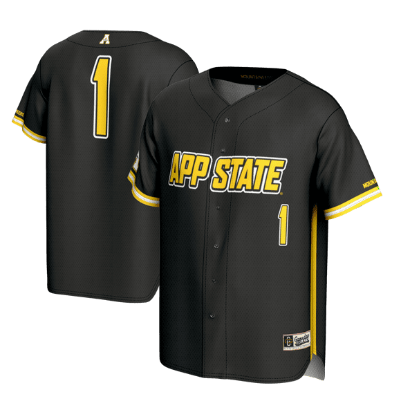 Youth GameDay Greats #1 Black Appalachian State Mountaineers Lightweight Baseball Fashion Jersey