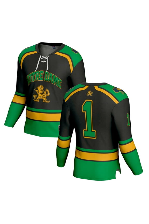Youth GameDay Greats #1 Black Notre Dame Fighting Irish Lightweight Collegiate Hockey Fashion Jersey