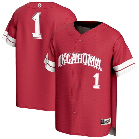Youth GameDay Greats #1 Crimson Oklahoma Sooners Lightweight Collegiate Baseball Fashion Jersey