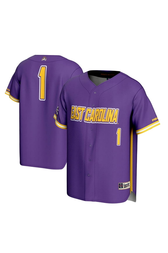 Youth GameDay Greats #1 Purple ECU Pirates Lightweight Baseball Jersey