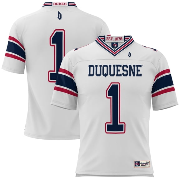 Youth GameDay Greats #1 White Duquesne Dukes Football Jersey