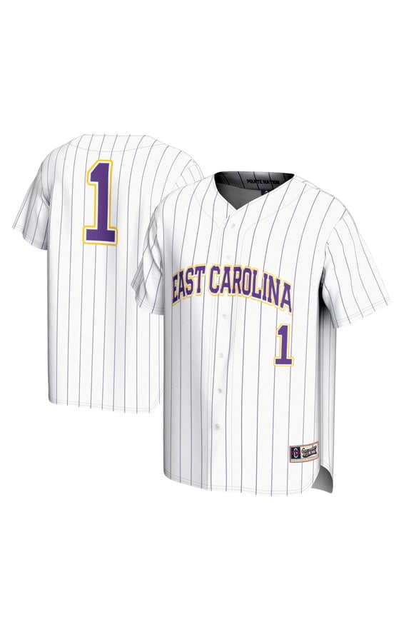 Youth GameDay Greats #1 White ECU Pirates Lightweight Baseball Jersey