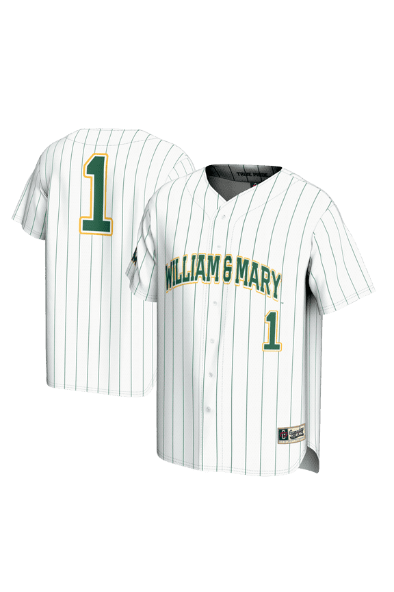 Youth GameDay Greats #1 White William & Mary Tribe Lightweight Baseball Fashion Jersey