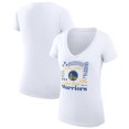 thumbnail image 1 of Women's G-III 4Her by Carl Banks White Golden State Warriors Team Name Collage Fitted Graphic V-Neck T-Shirt, 1 of 3