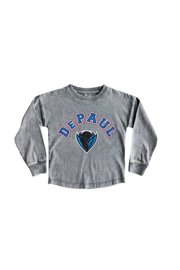 Youth Gameday Couture Gray DePaul Blue Demons Faded Wash Pullover Top