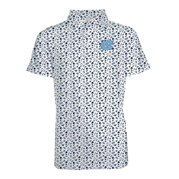 Youth Garb Carolina Blue North Carolina Tar Heels Tom Allover Print Performance Polo