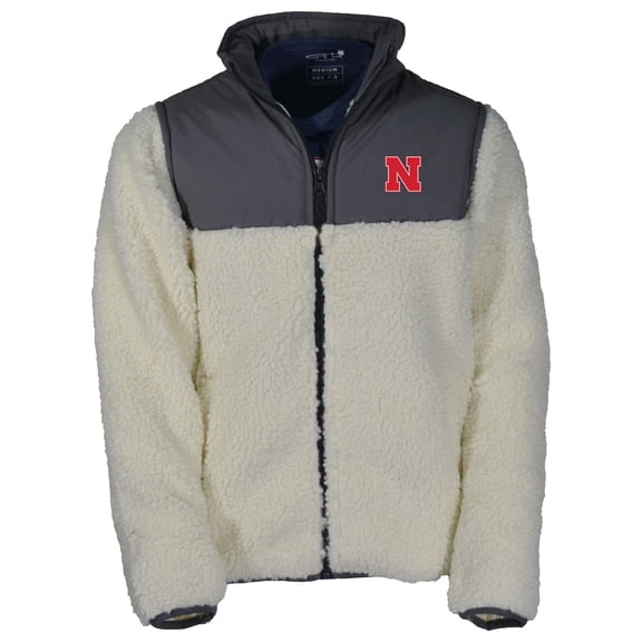 Youth Garb Charcoal Nebraska Huskers Full-Zip Teddy Sherpa Jacket