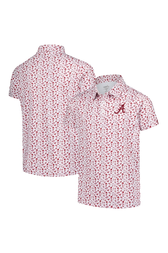 Youth Garb Crimson Alabama Crimson Tide Tom Allover Print Performance Polo