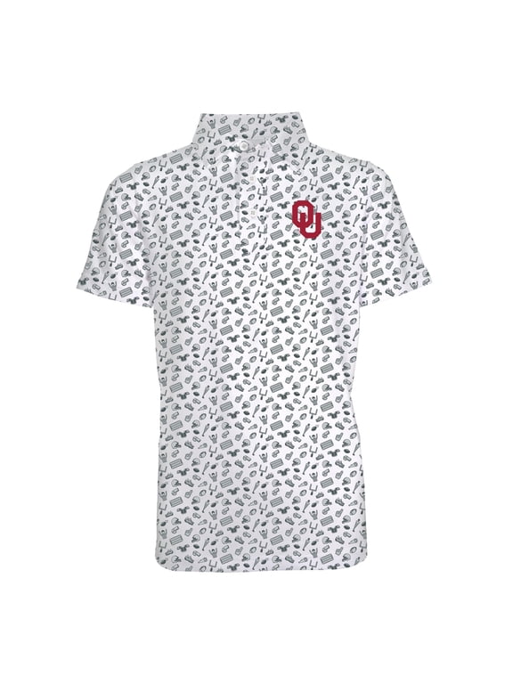 Youth Garb Gray Oklahoma Sooners Tom All-Over Football Print Polo