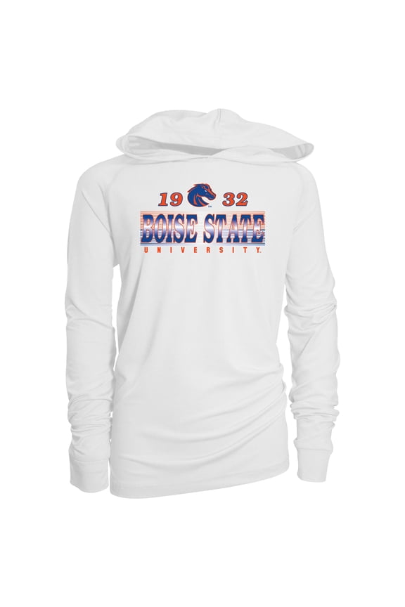 Youth Garb White Boise State Broncos Marley Long Sleeve Raglan Hoodie Sunshirt