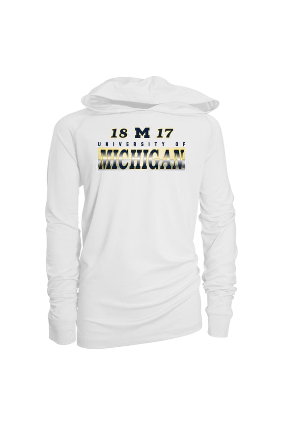 Youth Garb White Michigan Wolverines Marley Long Sleeve Raglan Hoodie Sunshirt
