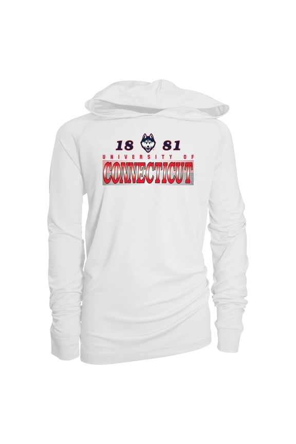 Youth Garb White UConn Huskies Marley Long Sleeve Raglan Hoodie Sunshirt
