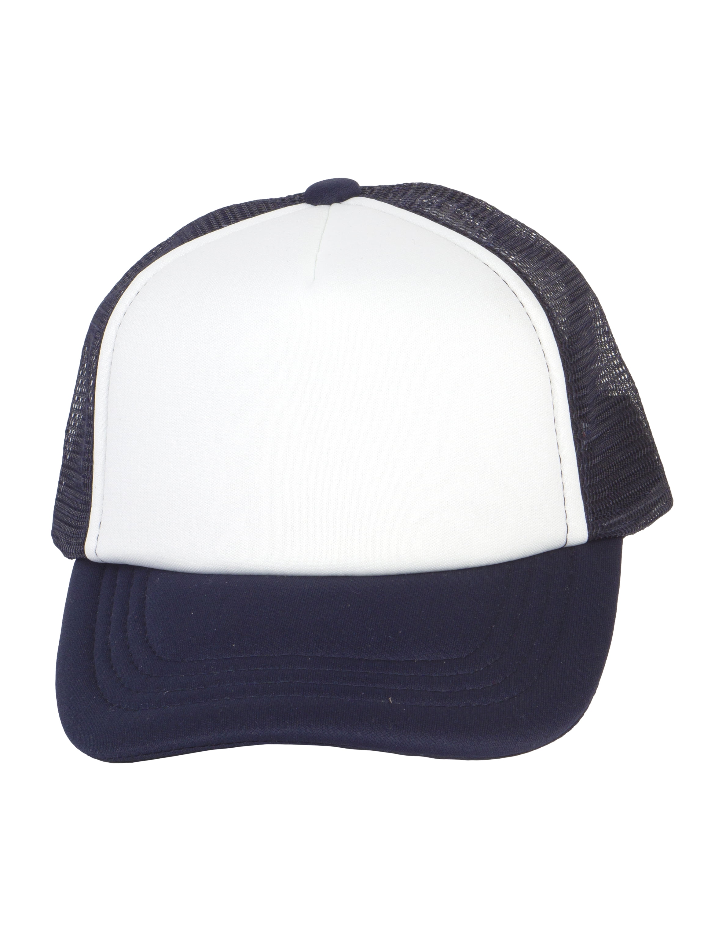 Youth Girls Boys Trucker Cap  - Snapback Kids Baseball Hat White/Navy