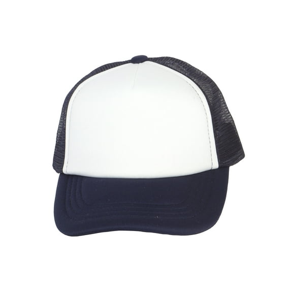Youth Girls Boys Trucker Cap - Snapback Kids Baseball Hat White/Navy