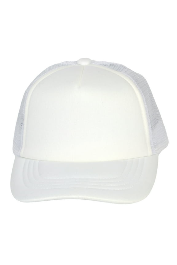 Youth Girls Boys Trucker Cap - Snapback Kids Baseball Hat White