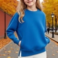 thumbnail image 1 of Youth Girls Long Sleeve Pullover Sweatshirt Solid Color Round Neck Side Split Tops Kids Girls Trendy Comfy Shirts, 1 of 2